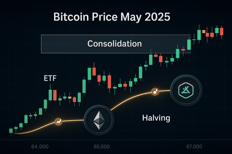 Bitcoin price May 2025 chart with post-halving support and ETF inflows