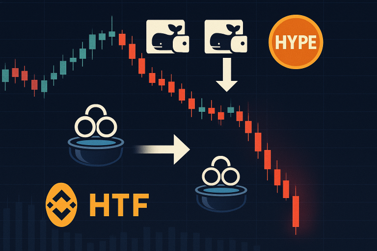 Whale selloff triggers HYPE token price drop on DEX chart with on-chain activity
